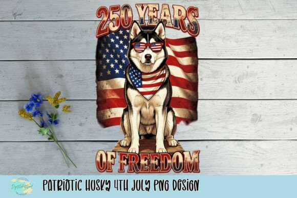 Celebrate with a Patriotic Husky 4th July PNG Design