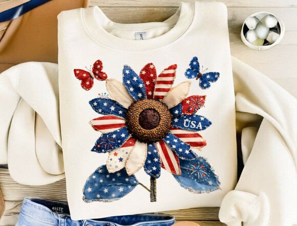 Celebrate with a Patriotic Patchwork Sunflower Design