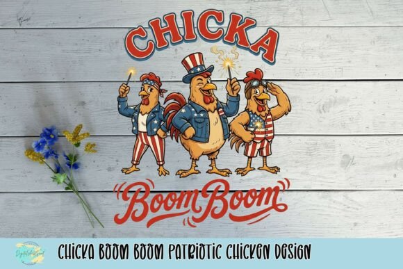 Chicka Boom Boom Patriotic Chicken: A Whimsical Independence Day Design