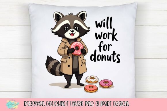 Raccoon Doughnut Lover: A Sweet Clipart for Creative Projects